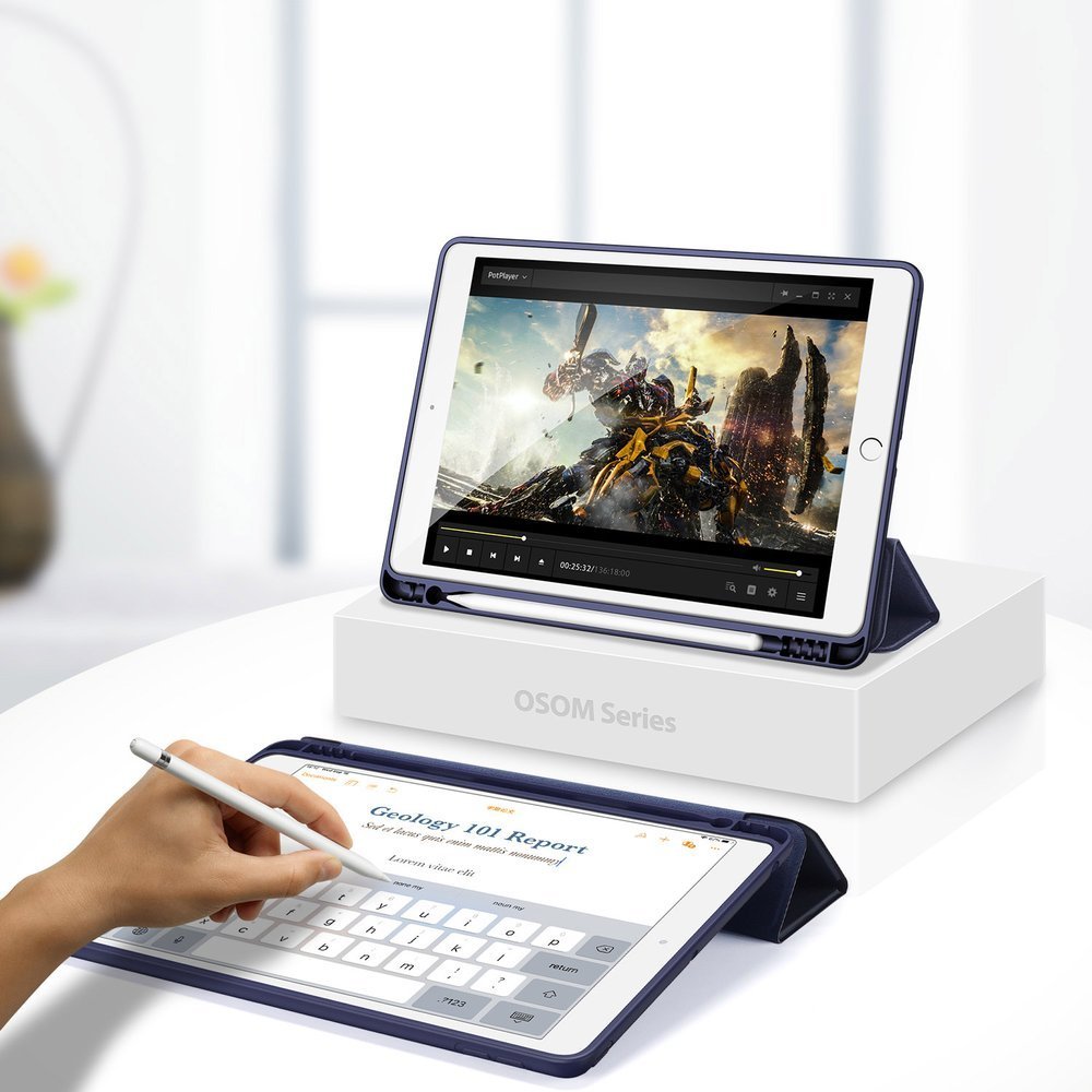 Husa iPad 10.2inch 2019 DUX DUCIS Osom Smart Cover si Pen Slot Navy