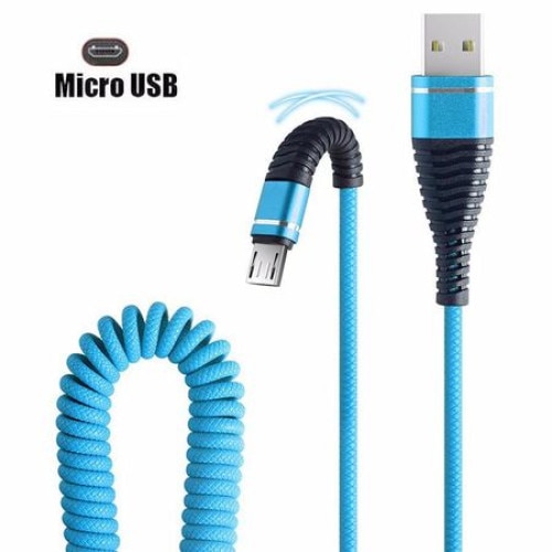 Micro USB спирален кабел за зареждане или пренос на данни за ...