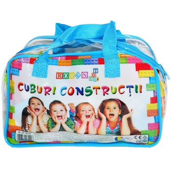 Cuburi constructii in gentuta Albastru , 160 piese/285 g , Robentoys® Cuburi constructii in gentuta Albastru , 160 piese/285 g , Robentoys®