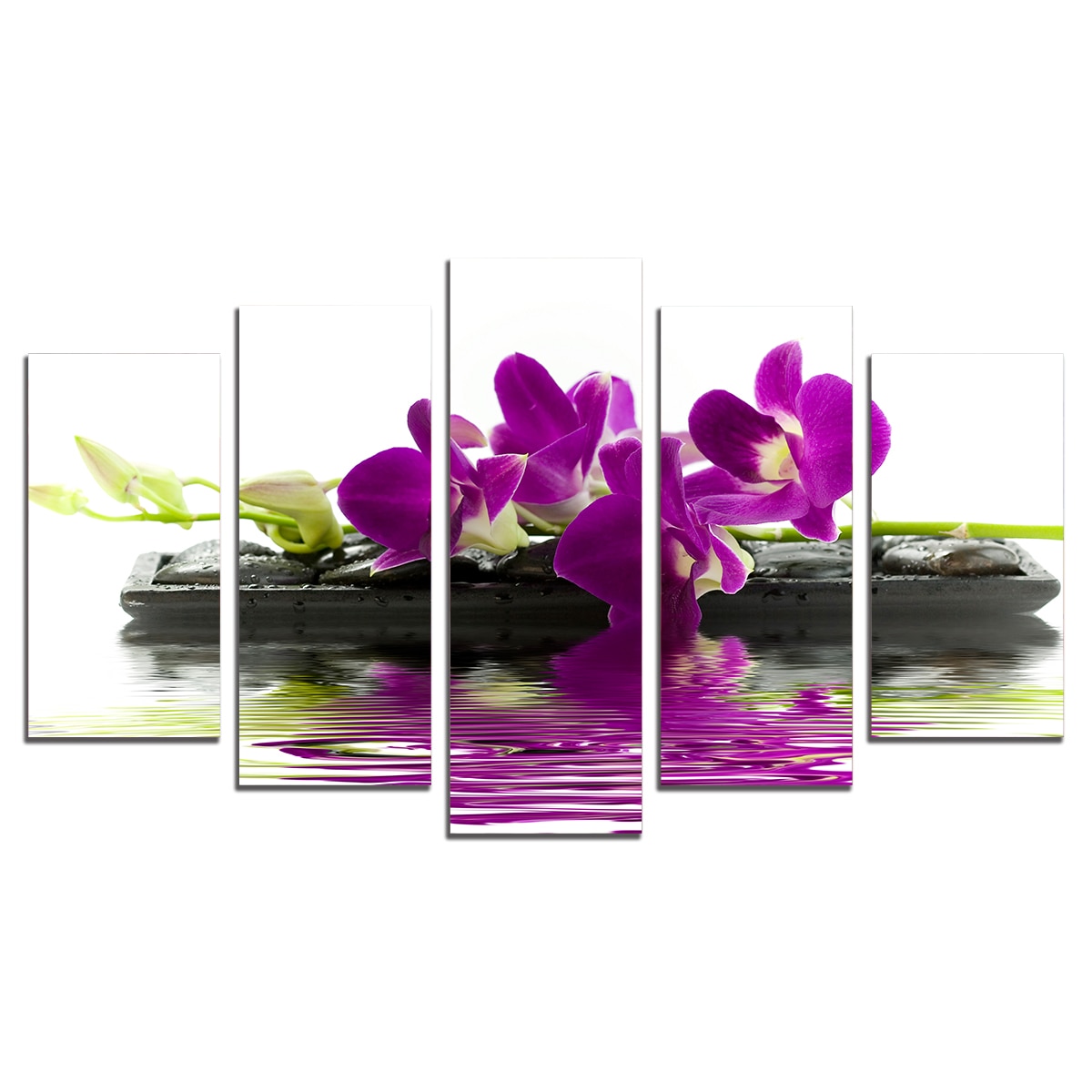 Tablou Multicanvas, 5 Piese, Orhideea purpurie, 158х90 cm