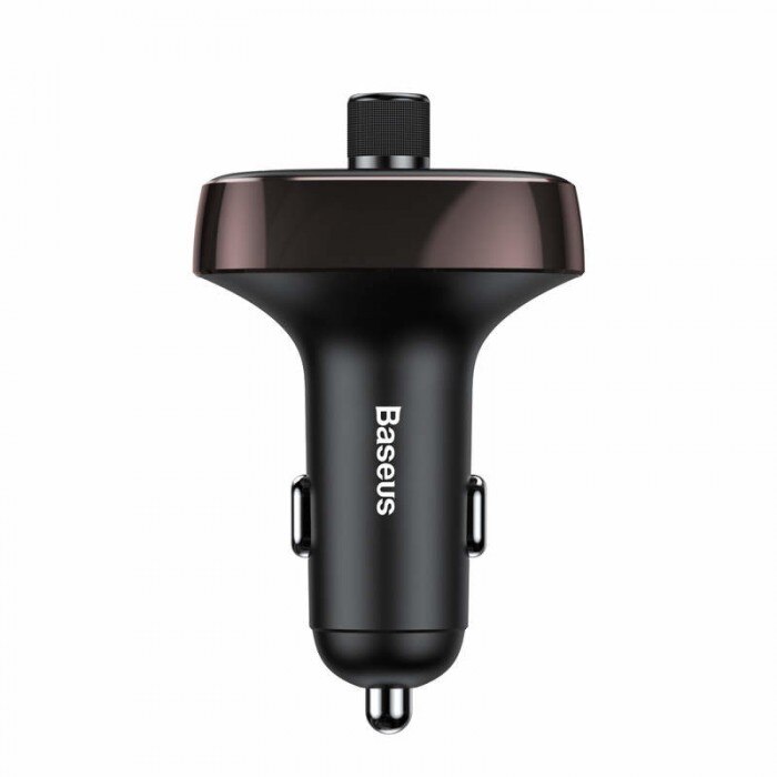 Modulator FM Baseus, T-Typed Bluetooth, Car Charger 2 x USB, Negru/Maro