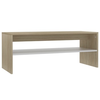 Masuta de cafea, vidaXL, Pal extralucios, 100 x 40 x 40 cm, Alb/Maro Masuta de cafea, vidaXL, Pal extralucios, 100 x 40 x 40 cm, Alb/Maro