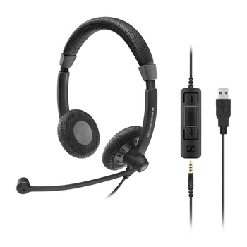 Casti profesionale Sennheiser SC 75, USB, CTRL, Duo, 3,5 mm, 150 - 6.800 Hz, Negru Casti profesionale Sennheiser SC 75, USB, CTRL, Duo, 3,5 mm, 150 - 6.800 Hz, Negru