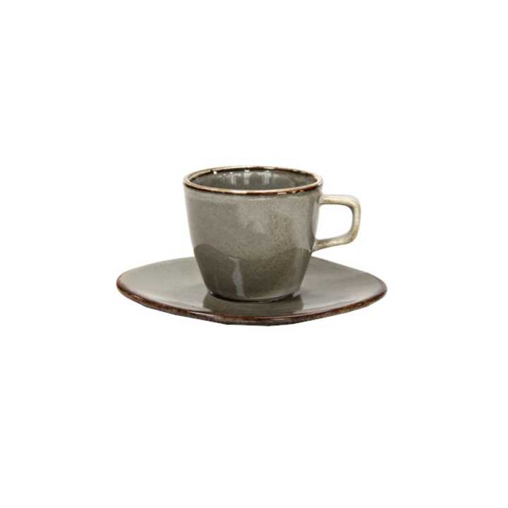 Set ceasca cu farfurioara Antique Grey portelan 220ml