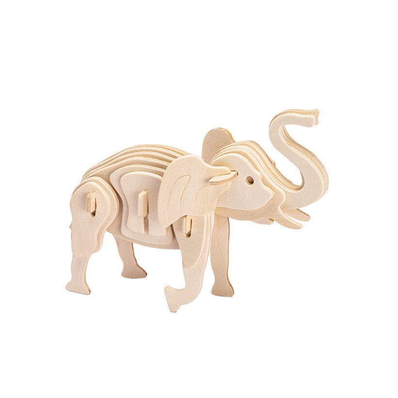 Puzzle 3D Elephant, Robotime, Lemn, 27 piese