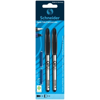 Blister 1xstilou, 1xroller Opus si 2xrezerve Schneider, negru Blister 1xstilou, 1xroller Opus si 2xrezerve Schneider, negru