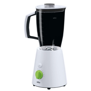 Blender Braun JB3010, 800W, 2 l, 5 viteze + functie turbo, Alb/Verde Blender Braun JB3010, 800W, 2 l, 5 viteze + functie turbo, Alb/Verde
