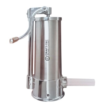 Aparat vertical de umplut carnati Craft Tec, capacitate 6 kg, inox, 6 palnii incluse Aparat vertical de umplut carnati Craft Tec, capacitate 6 kg, inox, 6 palnii incluse