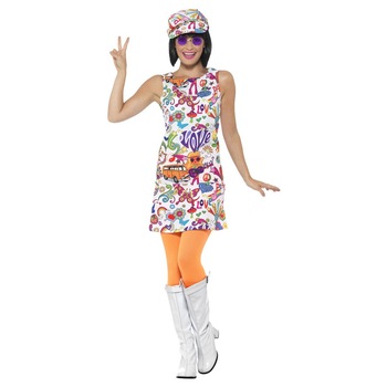 Costum anii 60 Hippie Puicuta groovy L Costum anii 60 Hippie Puicuta groovy L