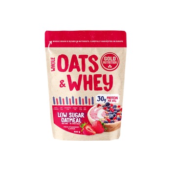 Pudra proteica cu ovaz, GoldNutrition, Oats & Whey Capsuni, 400 g Pudra proteica cu ovaz, GoldNutrition, Oats & Whey Capsuni, 400 g
