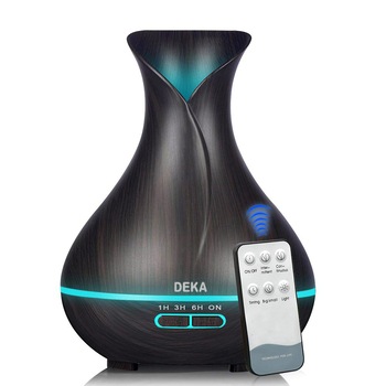 Difuzor Aromaterapie/Umidificator cu ultrasunete, DEKA AD-06 cu Telecomanda, LED 7 culori, silentios, 550 ml, autonomie 18 ore, temporizator, Stejar inchis Difuzor Aromaterapie/Umidificator cu ultrasunete, DEKA AD-06 cu Telecomanda, LED 7 culori, silentios, 550 ml, autonomie 18 ore, temporizator, Stejar inchis