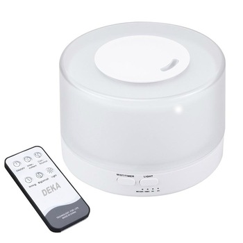Difuzor Aromaterapie/Umidificator cu ultrasunete, DEKA AD-08 cu Telecomanda, LED 7 culori, silentios, 550 ml, autonomie 16 ore, fara BPA, programabil, Alb Difuzor Aromaterapie/Umidificator cu ultrasunete, DEKA AD-08 cu Telecomanda, LED 7 culori, silentios, 550 ml, autonomie 16 ore, fara BPA, programabil, Alb