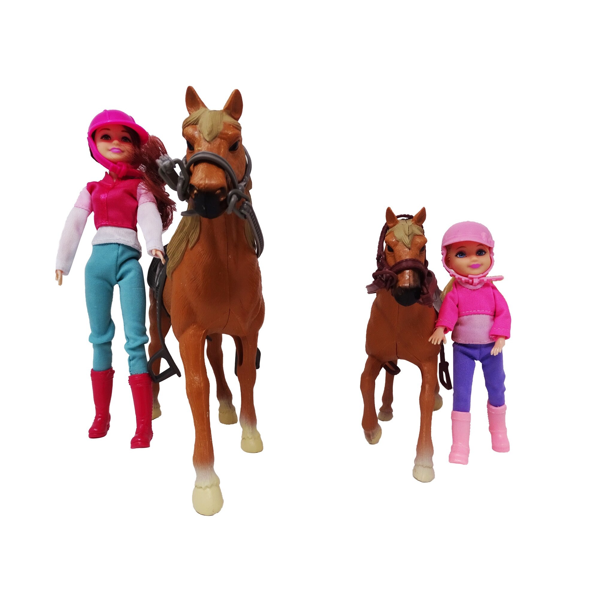 Set 2 Papusi si 2 Caluti, Multicolor