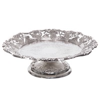 Fructiera argintata ,cu margini perforate 25,5X 25.5x8cm