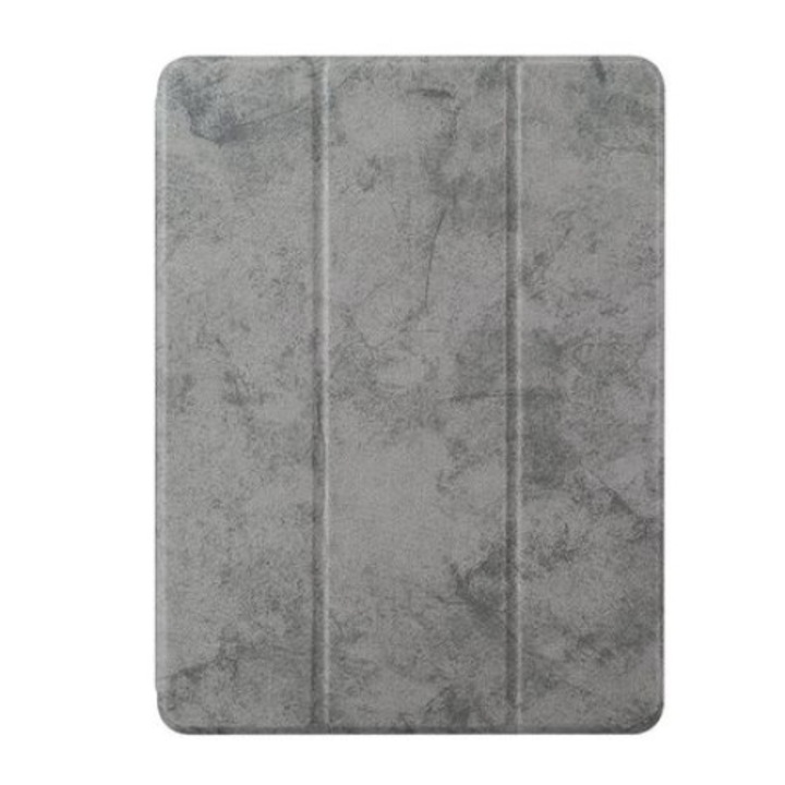Husa tip carte pentru tableta iPad 2017/2018 de 9.7 inch din piele ecologica si compartiment pentru pix/stilou, Gri