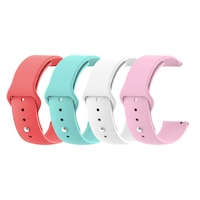 Set 4 curele universale din silicon 20mm compatibile cu Samsung Gear S2 Classic, Watch Active, Watch 42mm, Huawei Watch 2/ 2 Pro, alb, roz, rosu, turcoaz