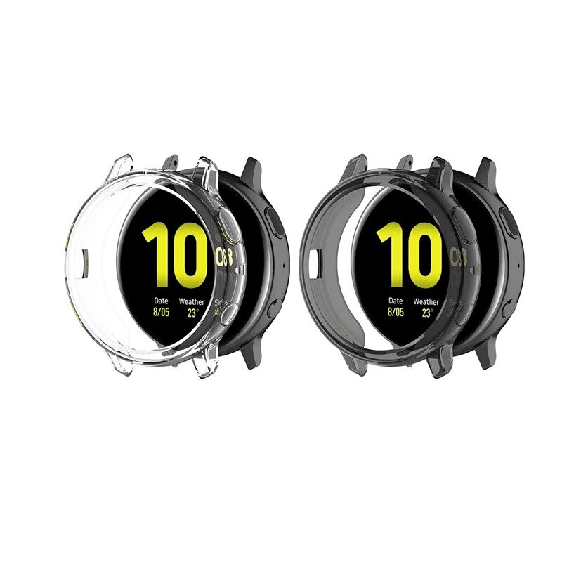 Set 2 huse din TPU tip rama ecran pentru Samsung Galaxy Watch Active 2, 40mm, 1.2inch, gri, incolor