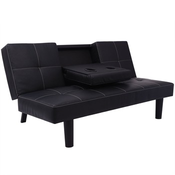 Canapea extensibila cu masa rabatabila, vidaXL, piele sintetica, negru, 160 x 90 x 78 cm Canapea extensibila cu masa rabatabila, vidaXL, piele sintetica, negru, 160 x 90 x 78 cm
