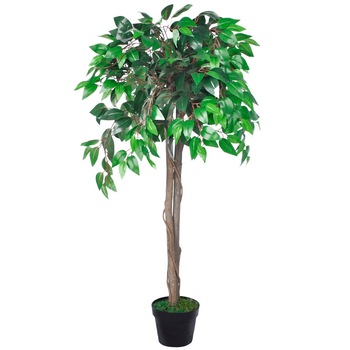 Ficus artificial in ghiveci, vidaXL, 110 cm, Verde