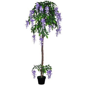 Glicina artificiala in ghiveci, vidaXL, 160 cm, Verde cu mov Glicina artificiala in ghiveci, vidaXL, 160 cm, Verde cu mov