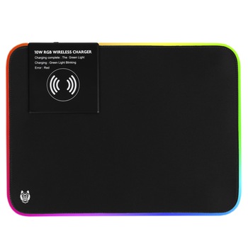 Mousepad Gaming A+ Nuwa, iluminat, incarcare wireless 10W, 360*260*3 mm Mousepad Gaming A+ Nuwa, iluminat, incarcare wireless 10W, 360*260*3 mm