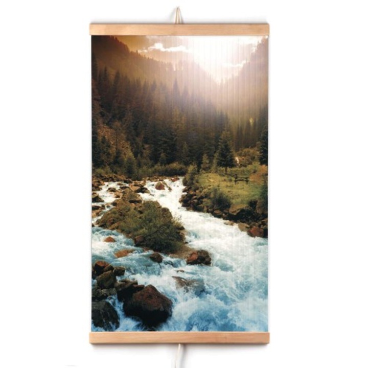 Trio infravörös sugárzó panel, Folyó a fenyőerdőben, 400 W, 100 x 57 cm, Többszínű