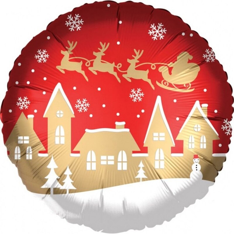 Balon Folie Satin Santa Village - 45 cm, Amscan 38311