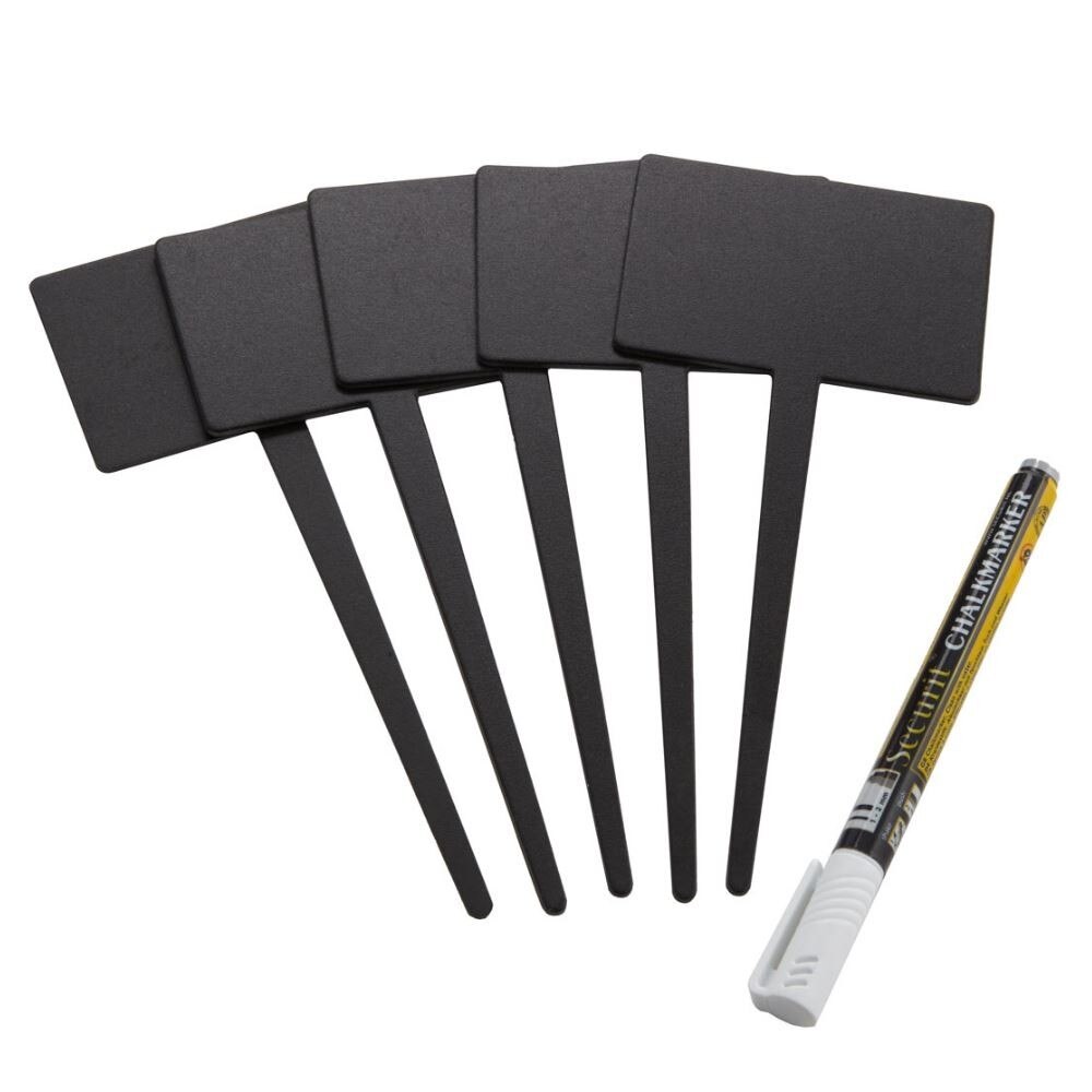 Set 5 table de scris Securit Silhouette Tag 18x8x0,1cm, include marker creta, negru