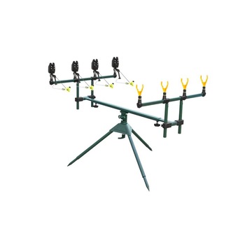 Rod pod echipat pentru pescuit cu 4 posturi in 3 picioare, 4 senzori si 4 swingere cu iluminare Rod pod echipat pentru pescuit cu 4 posturi in 3 picioare, 4 senzori si 4 swingere cu iluminare