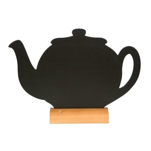 Tabla de scris Securit Silhouette Teapot 24x25,3x6cm, baza de lemn, include marker creta, negru