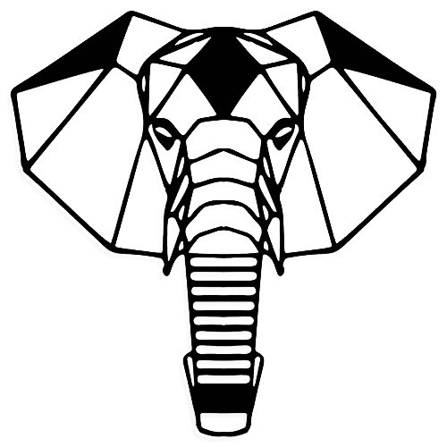 Decor de Perete din METAL, Elefant, 50cm x 50cm