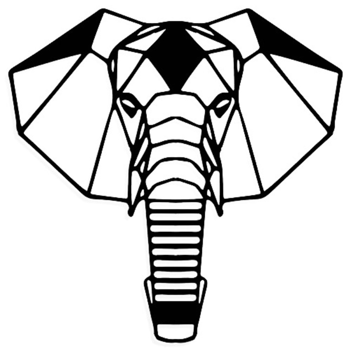 Decor de Perete din METAL, Elefant, 50cm x 50cm