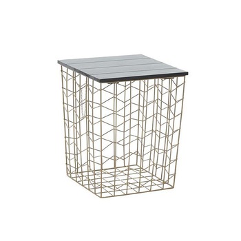 Masa cafea din metal, cu blat din lemn, Auriu/Negru, 41x41x52 cm Masa cafea din metal, cu blat din lemn, Auriu/Negru, 41x41x52 cm