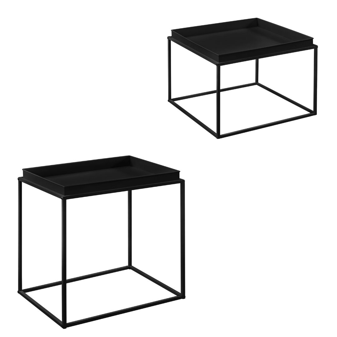 Set doua bucati masa tava Olivia marimi diferite, en.casa, masa 1: 39 x 54,5 x 54,5 cm, tava: 5,2 x 52,5 x 52,5 cm, masa 2: 55,5 x 54 x 40 cm, tava: 5,2 x 51,5 x 37,5 cm, metal/negru mat