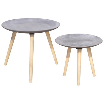 Set 2 masute de cafea, vidaXL, 55 & 44 cm, gri Set 2 masute de cafea, vidaXL, 55 & 44 cm, gri