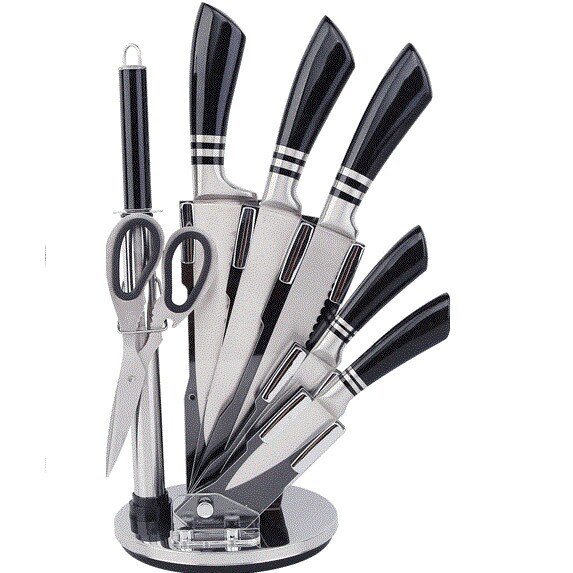 Set cutite 8 piese Swan negru lucios