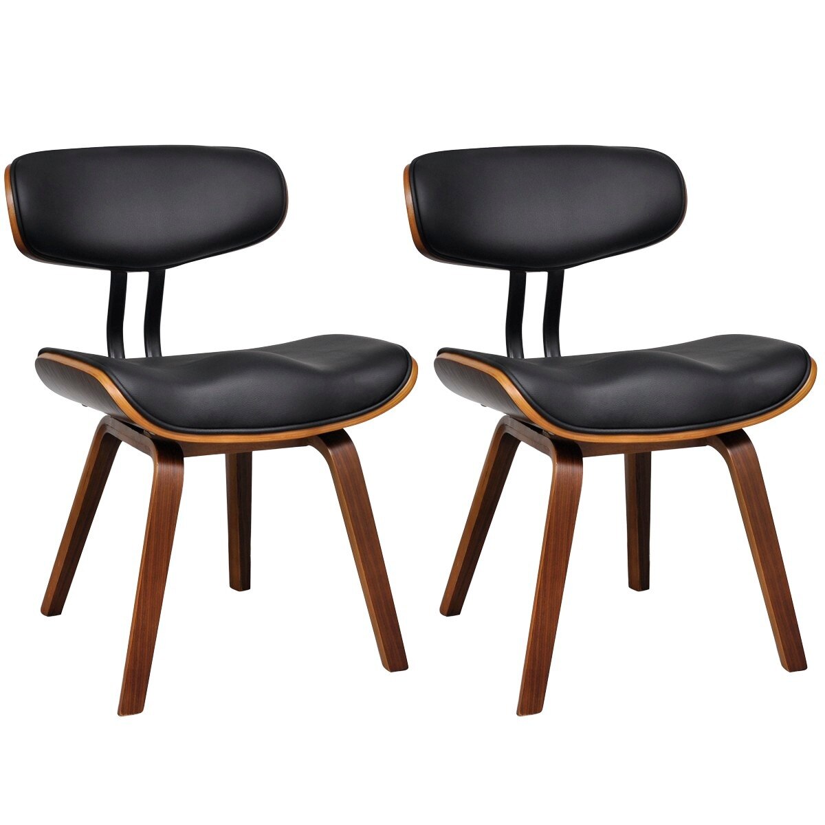 Set de 2 scaune de bucatarie cu spatar, vidaXL, Piele artificiala, nergu si maro