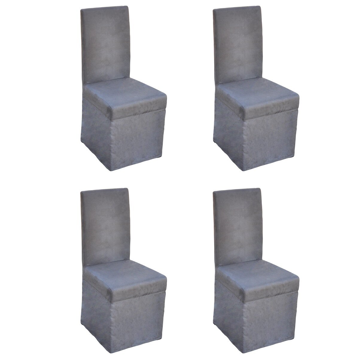 Set de 4 scaune de bucatarie, vidaXL, Tesatura, Gri, 43.5 x 41 x 95.5 cm