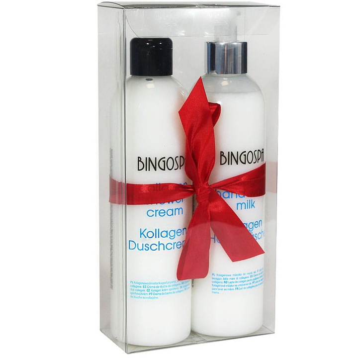 Set Colagen Glow, BingoSpa, Crema de dus, Lapte de maini, 300 ml