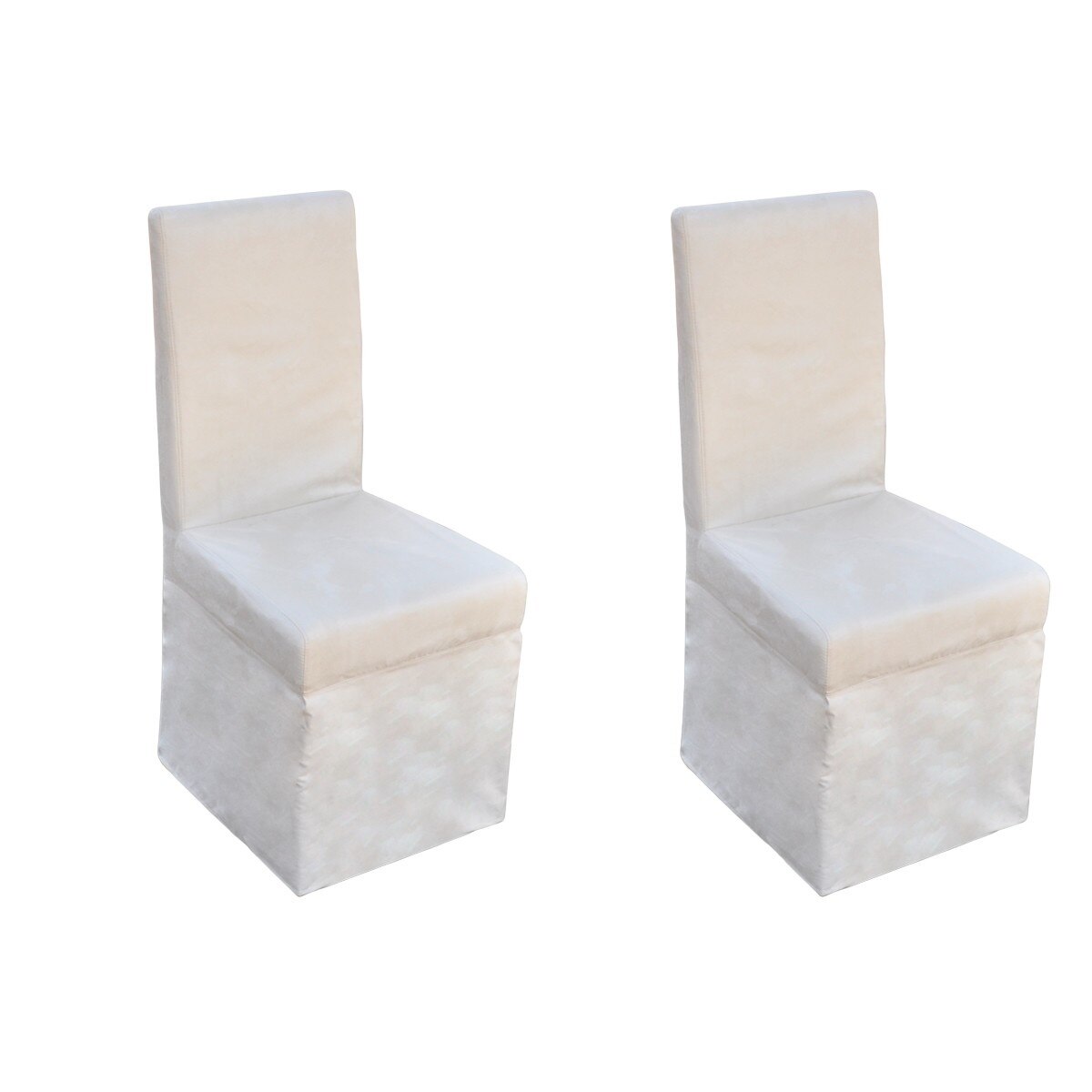 Set de 2 scaune de bucatarie, vidaXL, Tapiterie textila, Crem, 43.5 x 41 x 95.5 cm