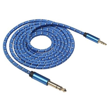 Cablu prelungitor conectare audio 3.5 mm Tata la Jack 6.5 mm Tata, Textil, 3 metri, Albastru Cablu prelungitor conectare audio 3.5 mm Tata la Jack 6.5 mm Tata, Textil, 3 metri, Albastru