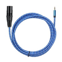 Cablu prelungitor conectare audio XLR 3 Pin Tata la Jack 3,5 mm stereo, Cablu microfon, Textil, 3 metri, Albastru