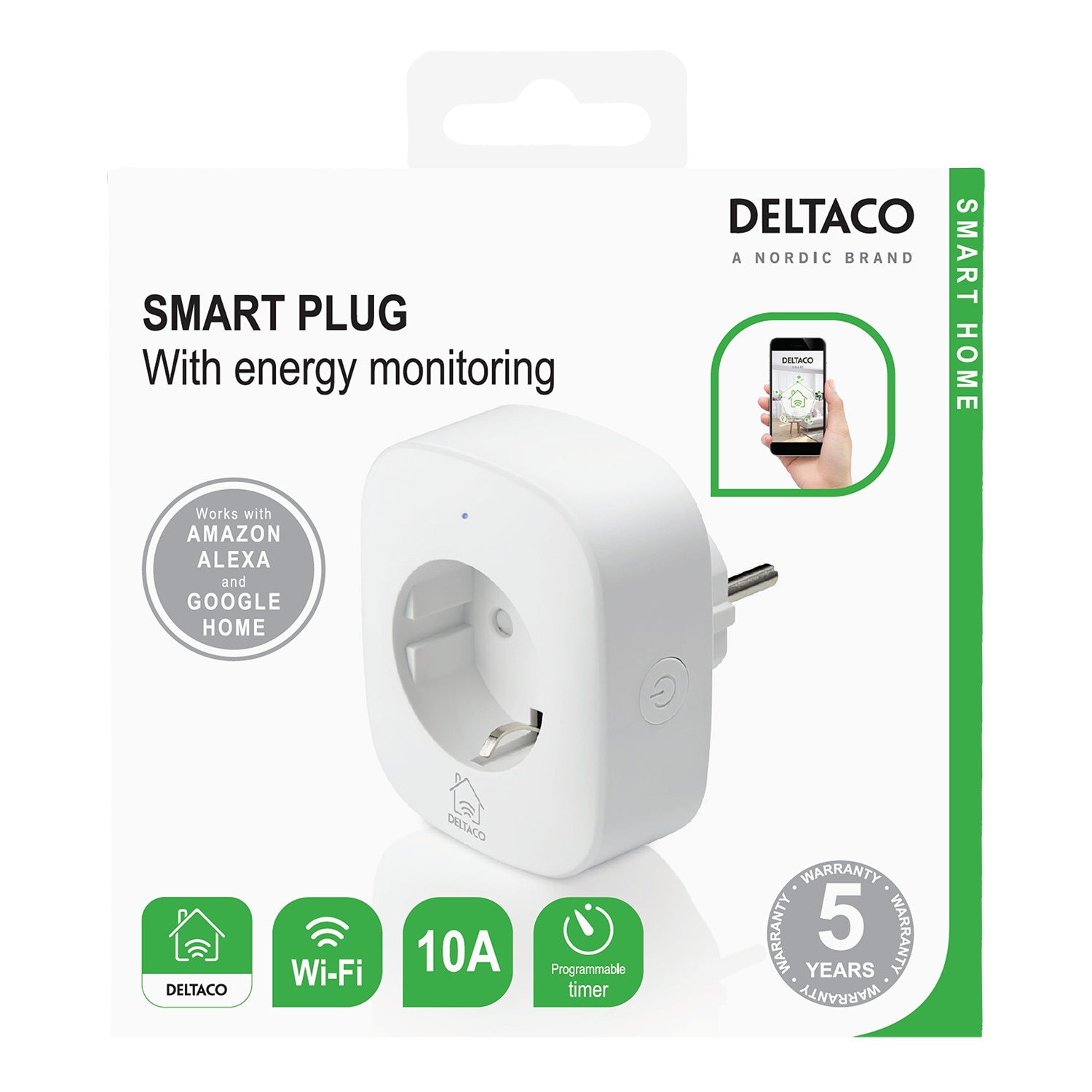 Deltaco Smart Home Mini Smart Plug - WiFi, Timer 