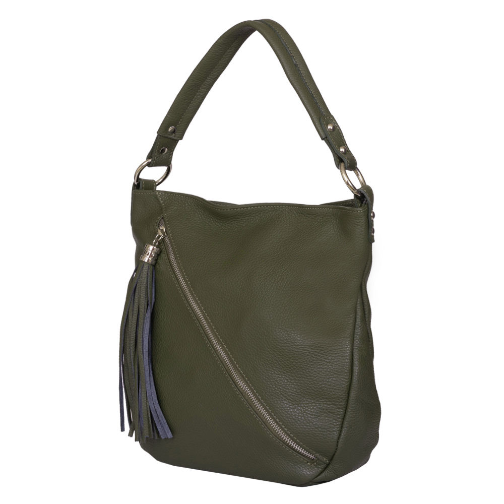 Geanta dama din piele naturala Alma verde