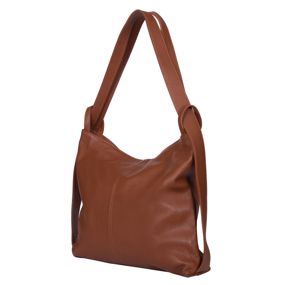 Geanta si rucsac din piele naturala 2-in-1 Alda cognac