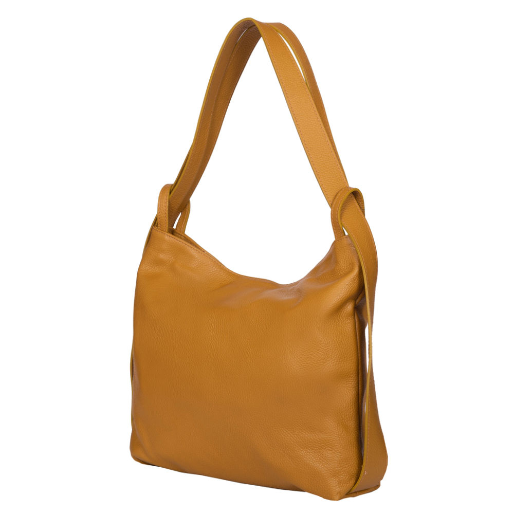 Geanta si rucsac din piele naturala 2-in-1 Alda galbena