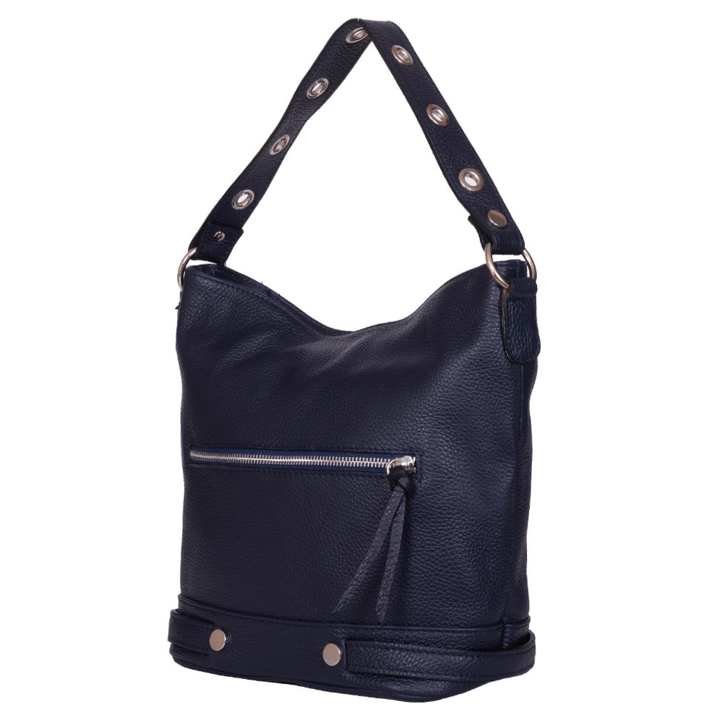 Geanta de dama din piele naturala Cellia bleumarin