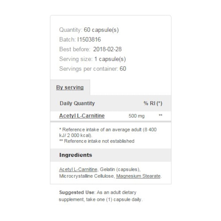 prozis acetyl l carnitine Prozis 100 Acetyl L Carnitine Capsules 500 Mg