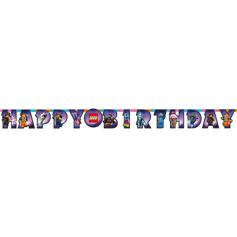Banner decorativ pentru petrecere - 163 x 13 cm, Happy Birthday cu Lego Movie 2, Amscan 9904646