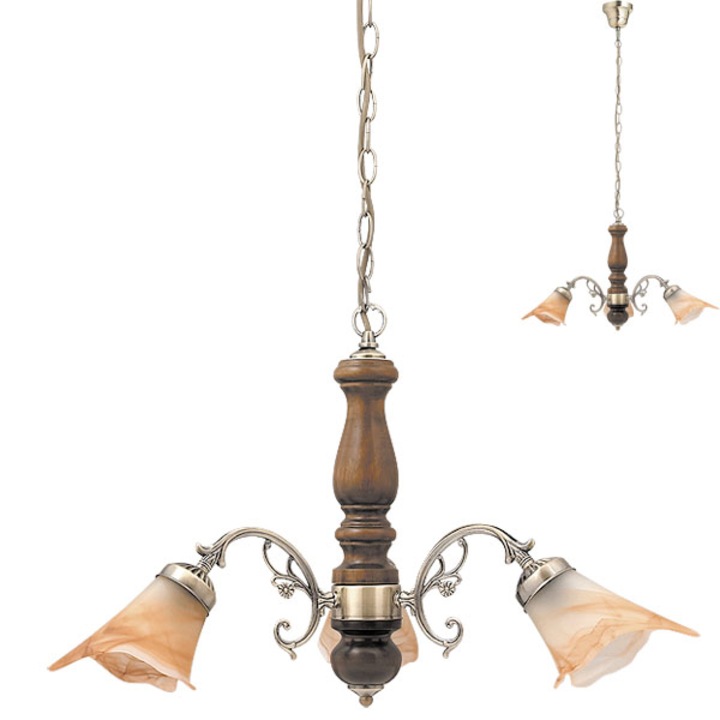 Полилей Rabalux Rustic 3 ,3x40W Е14, Античен месинг/Кафяв
